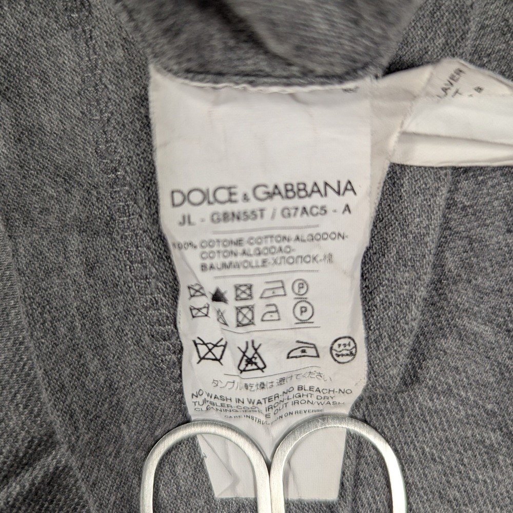 Dolce‎ & Gabbana Mens Grey Cotton Pique Polo Shirt Logo Plaque Made in Italy - Picture 6 of 8